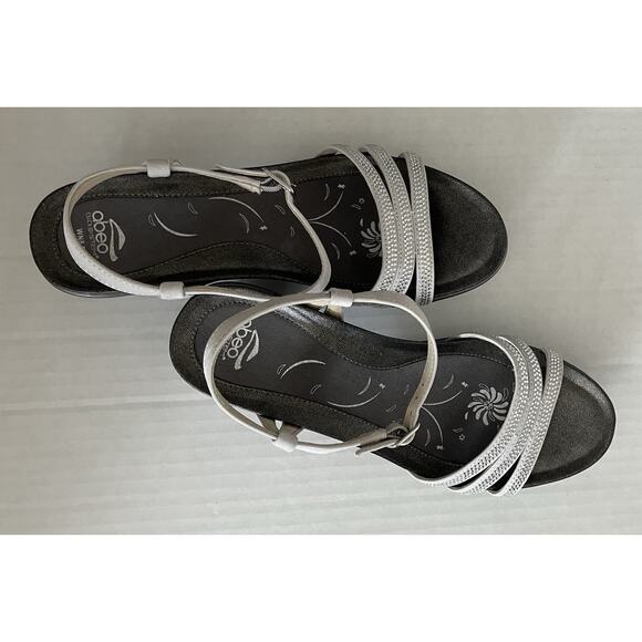 Womens abeo Bio System Grace Sandal Heel Orthotic Shoes Silver Glitz WN8.5 EUC - Picture 2 of 8